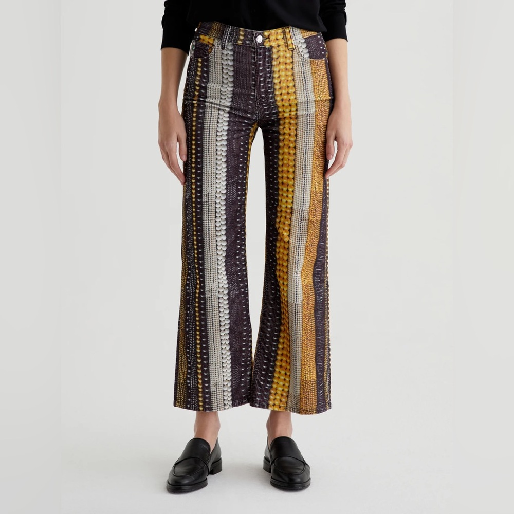 AG Saige Wide Leg Crop Corduroy In Gold Stripe Size 24